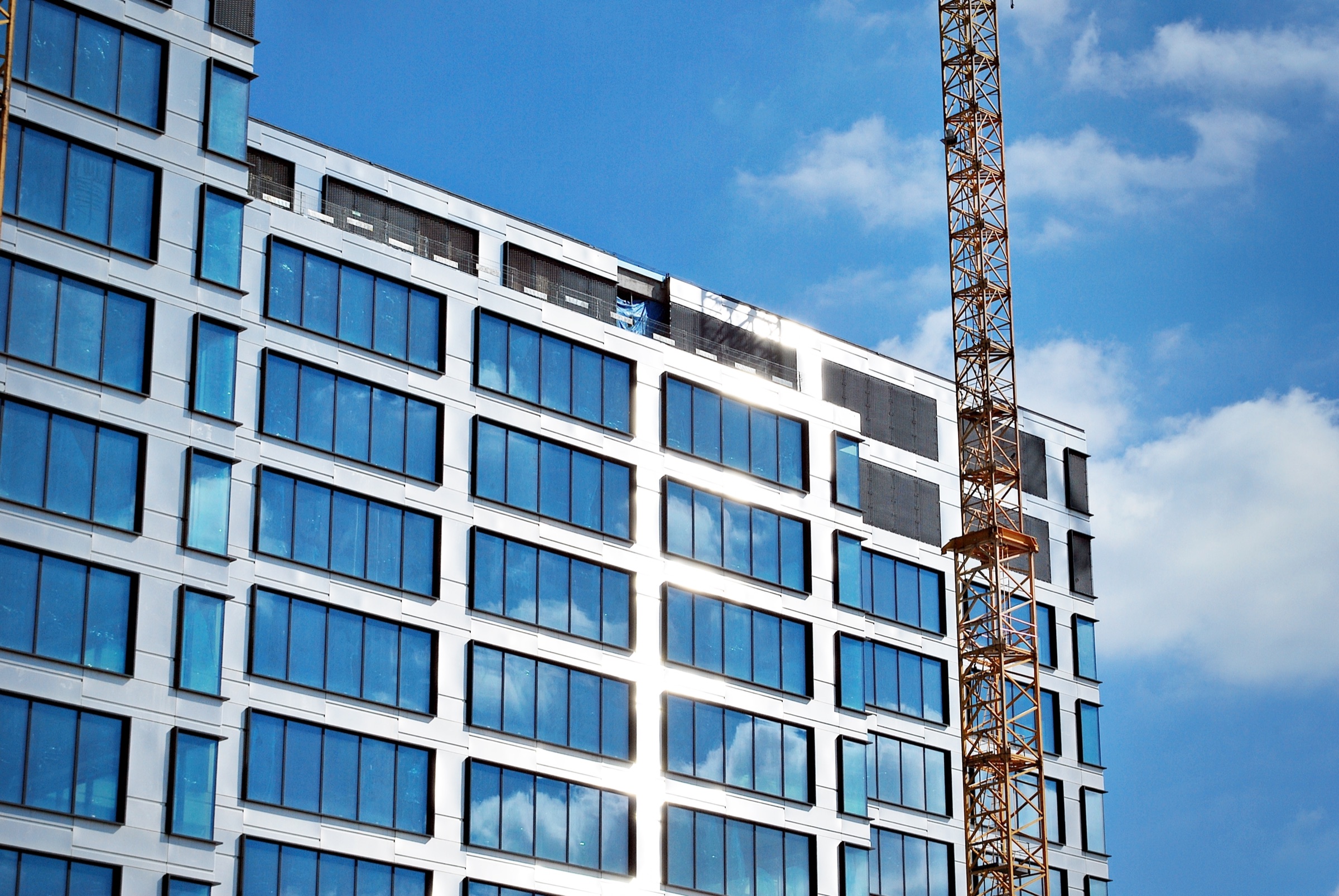 Contemporary multi-story commercial building under construction